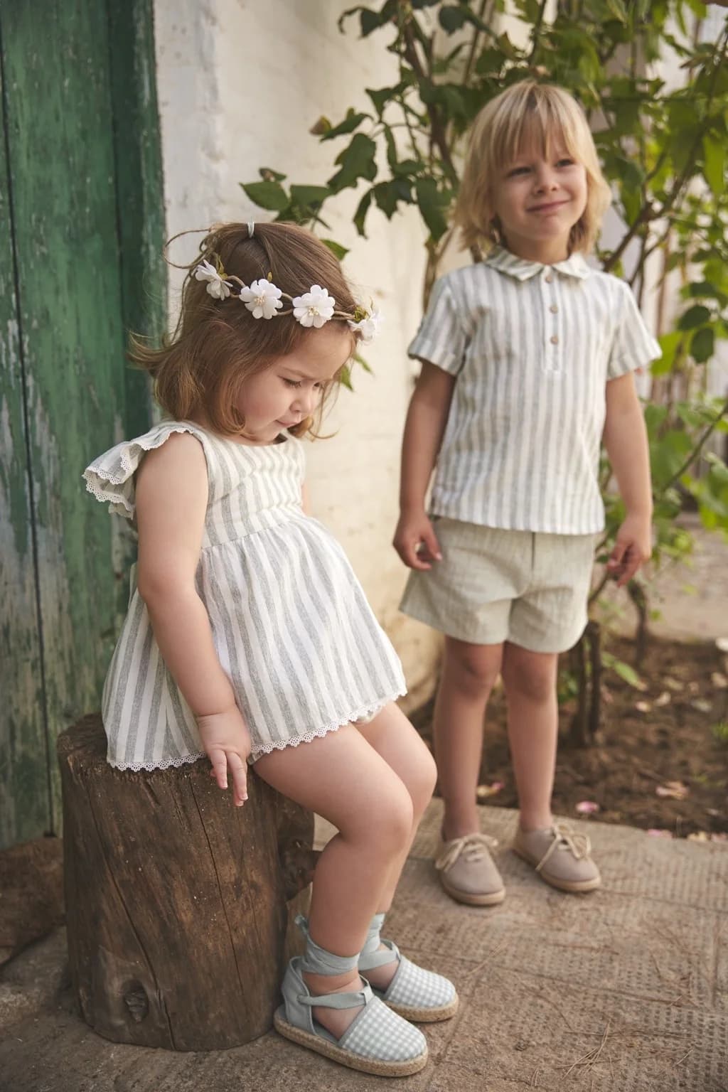 Babidu striped dress and bloomers set
